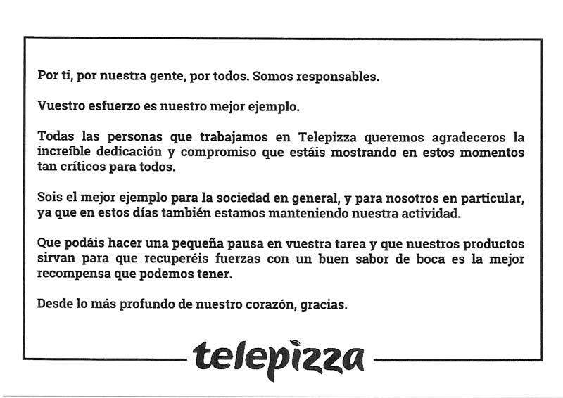 Mensaje de Telepizza